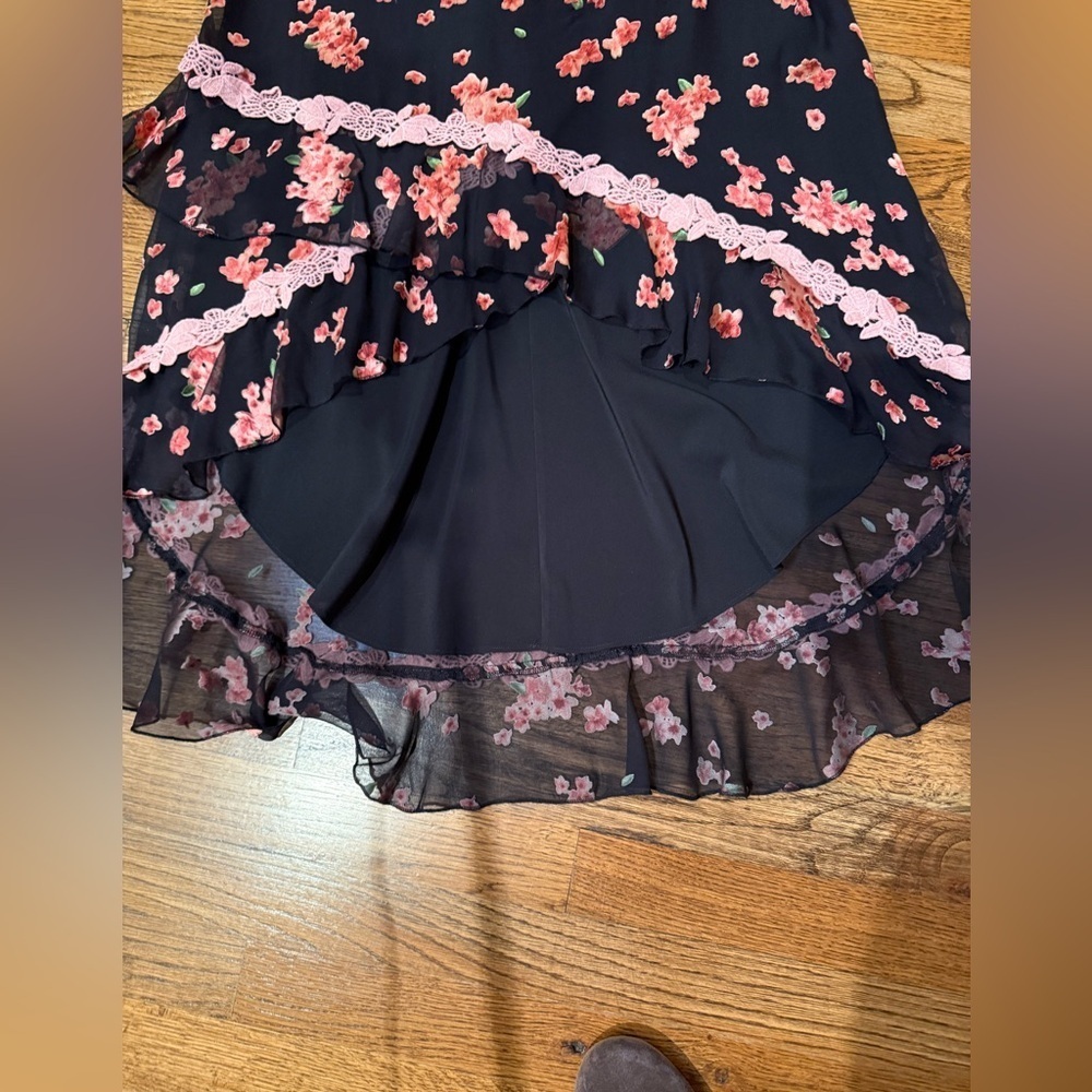 Alice + Olivia Caydon Floral ruffle one shoulder high low midi dress size 2 - Picture 8 of 15